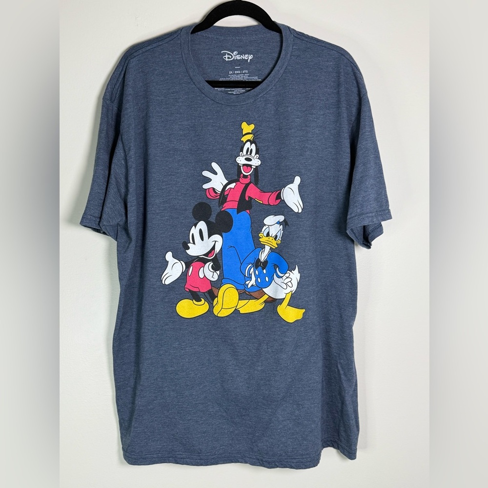 Official Disney Mickey, Goofy, and Donald Navy Blue Short Sleeve Tee Shirt - 2XL